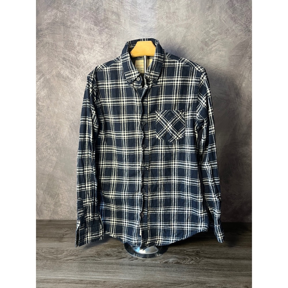 Weatherproof Vintage Navy & White Plaid Flannel 100% Cotton Women's Small